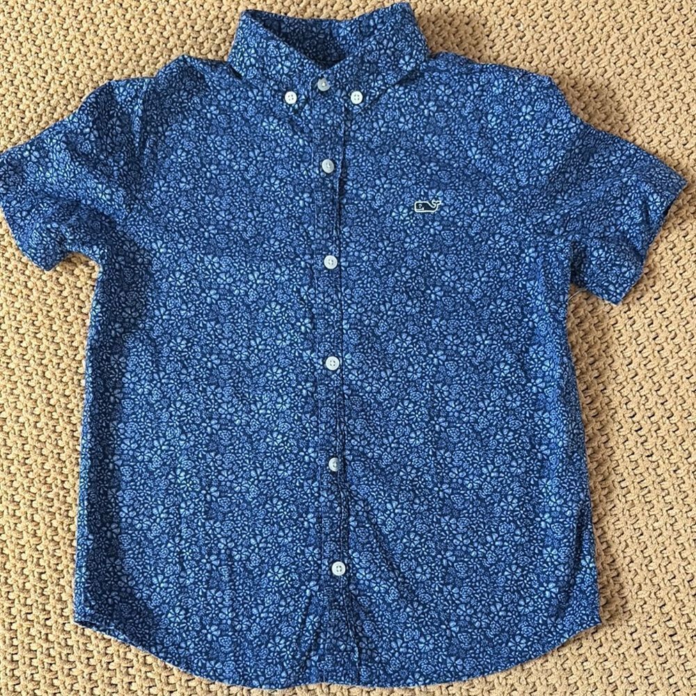 Vineyard Vines Blue Floral Button Down Shirt with Classic Collar Size 6